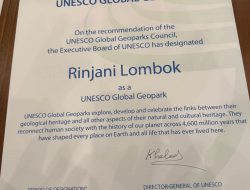 Rinjani Kembali Raih Status UNESCO Global Geopark